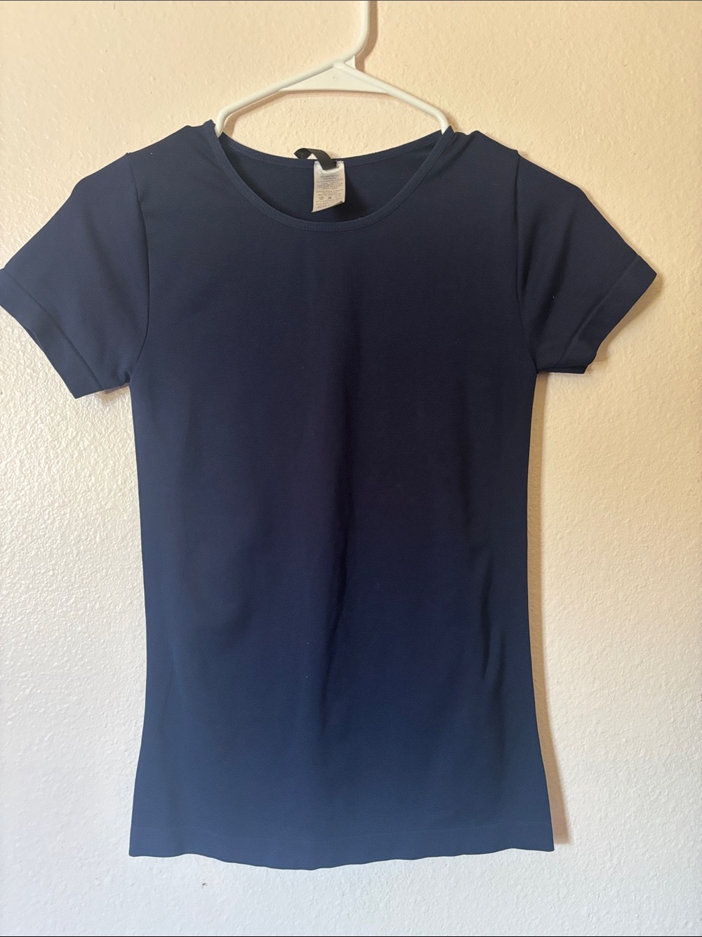 New Mix Navy Short-Sleeve Crewneck Tee, Spandex, Size S